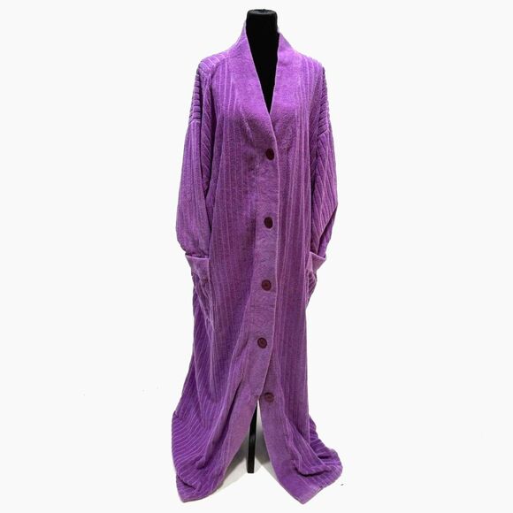 Stan Herman vintage purple terry stripe oversize robe - Picture 1 of 8